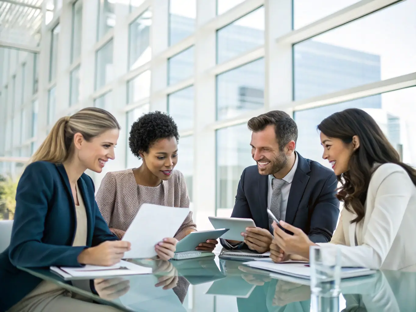 A diverse group of individuals participating in a mediation session on the Odri platform, highlighting the platform's mediation capabilities.